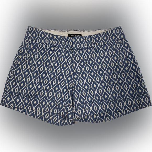 Dear John Finnegan Roll Cuff Printed Shorts, 26, Stone Blue - Picture 2 of 7